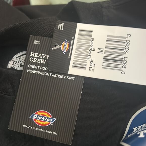 Dickies Black Short Sleeve Heavyweight Crew Tee M NEW Classic Preppy Nautical - Picture 8 of 10